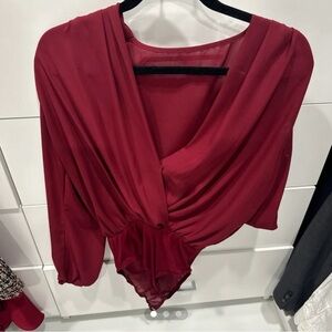 Red blouse bodysuit